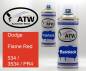 Preview: Dodge, Flame Red, 534 / 3534 / PR4: 400ml Sprühdose + 400ml Klarlack - Set, von ATW Autoteile West.